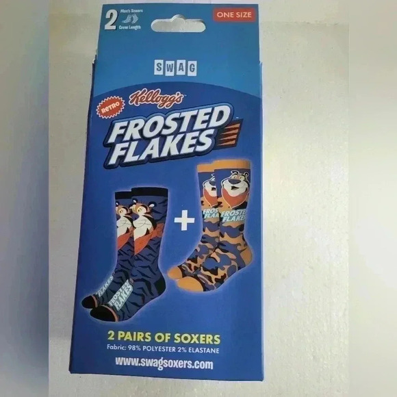 2 Pair SWAG Kellogg's Frosted Flakes Crew Socks, Men's Size 8/13 Collection - Picture 3 of 4